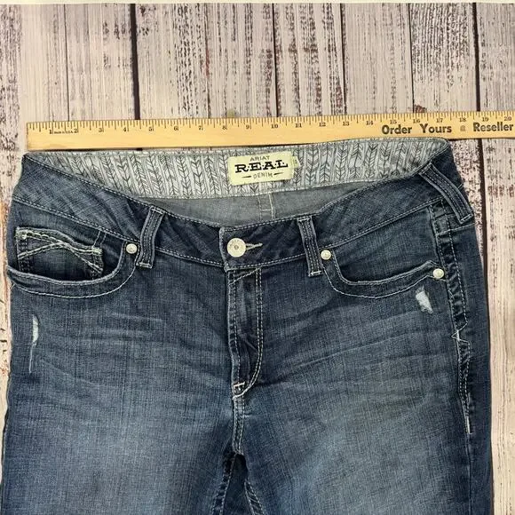 Ariat R.E.A.L. Gianna Straight Mid Rise Arrow Jeans Stryker Wash Style 10034655 - Picture 8 of 10